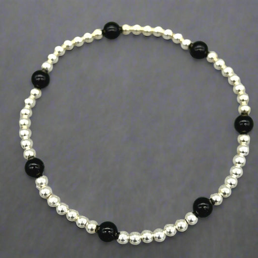 Sterling Silver Black Onyx Healing Crystal Men's Bracelet by MSW