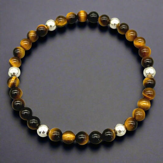 Tiger Eye Healing Crystal Sterling Silver Men's Bracelet by MSW