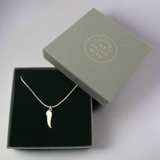 Sterling Silver Necklace with Angel Wing Pendant by My Silver Wish