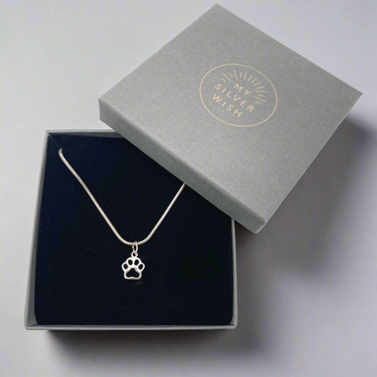 Sterling Silver Necklace with Dog Paw Pendant by My Silver Wish