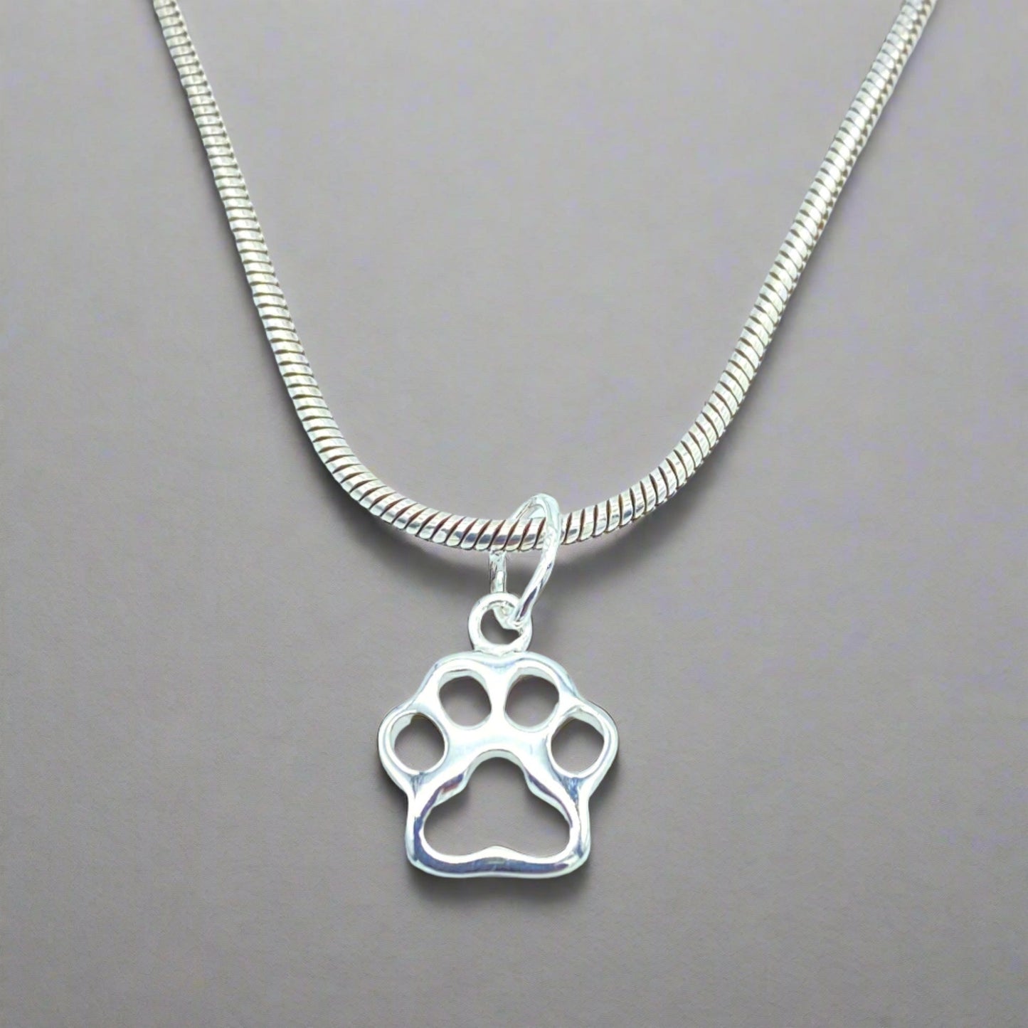 Sterling Silver Necklace with Cat Paw Pendant by My Silver Wish