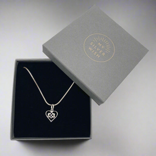 Sterling Silver Necklace with Infinity Heart Pendant by My Silver Wish