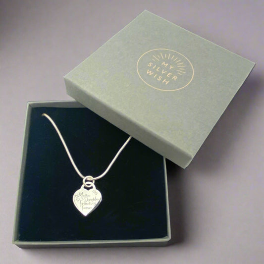 Sterling Silver Necklace with "Mother Daughter" Pendant by My Silver Wish