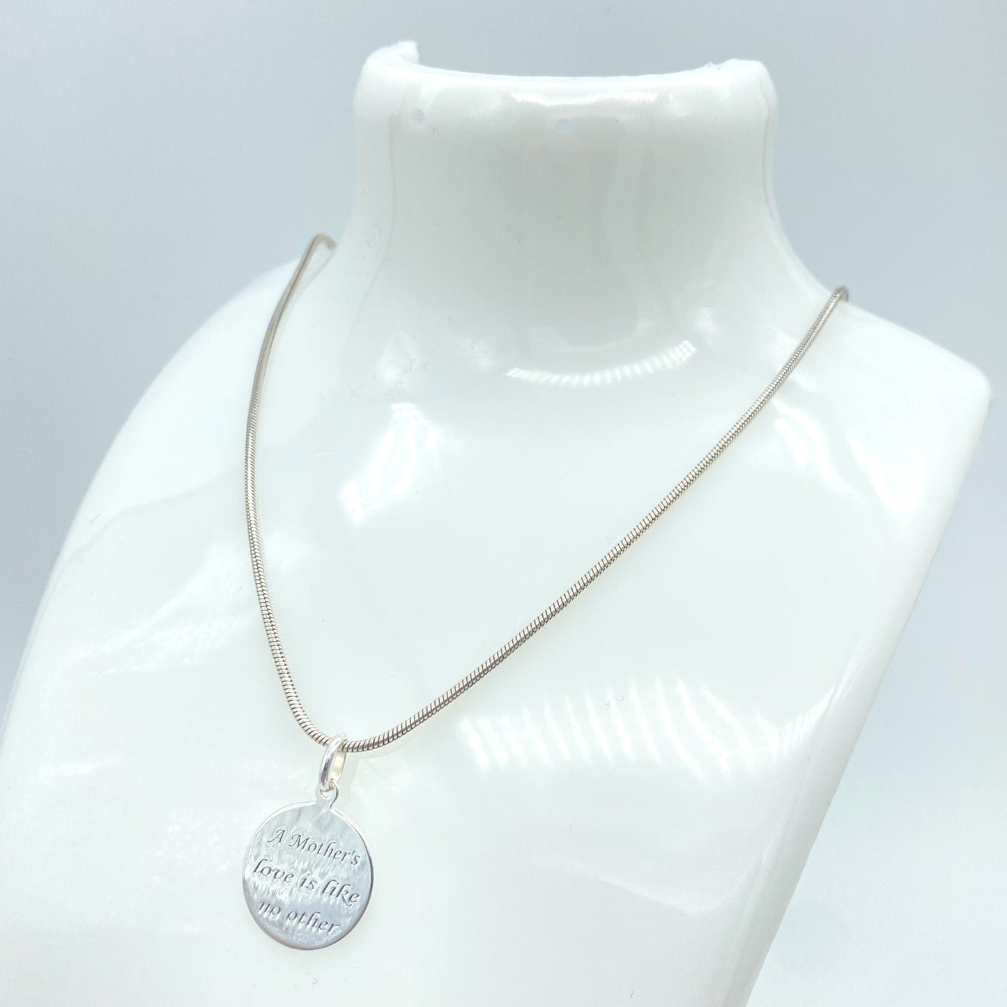 Sterling Silver Necklace with "A Mother's Love is Like No Other" Pendant by My Silver Wish