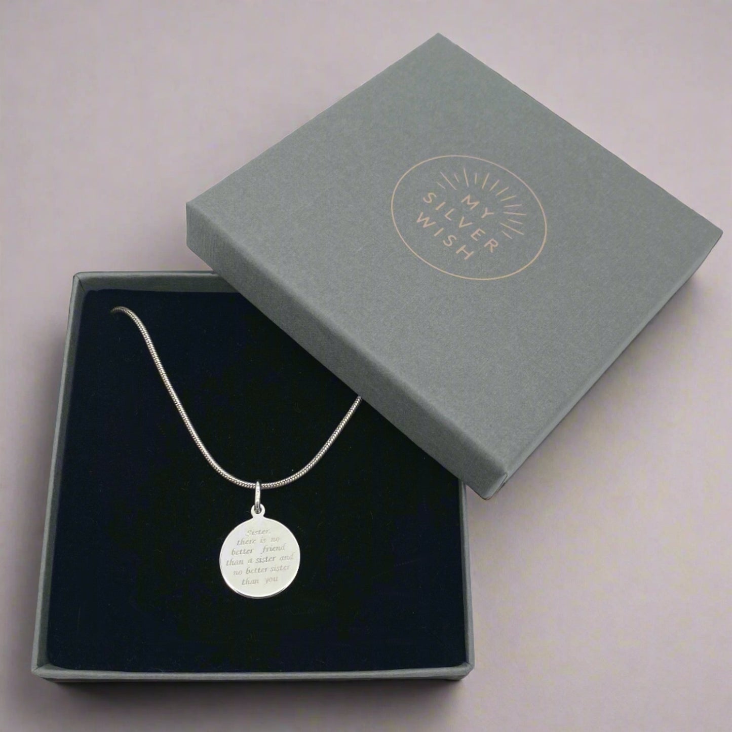 Sterling Silver Necklace with Sister Pendant by My Silver Wish