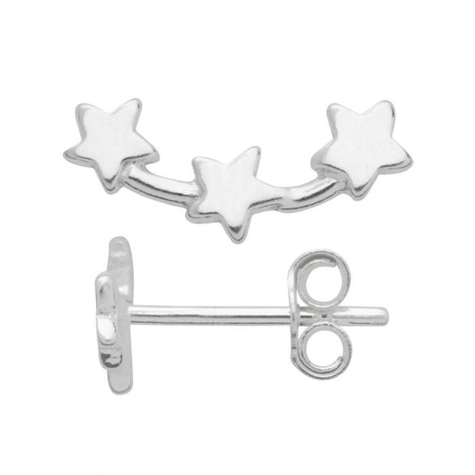 Open Star charm sterling silver hand-made women's stacking bracelet and earring gift set