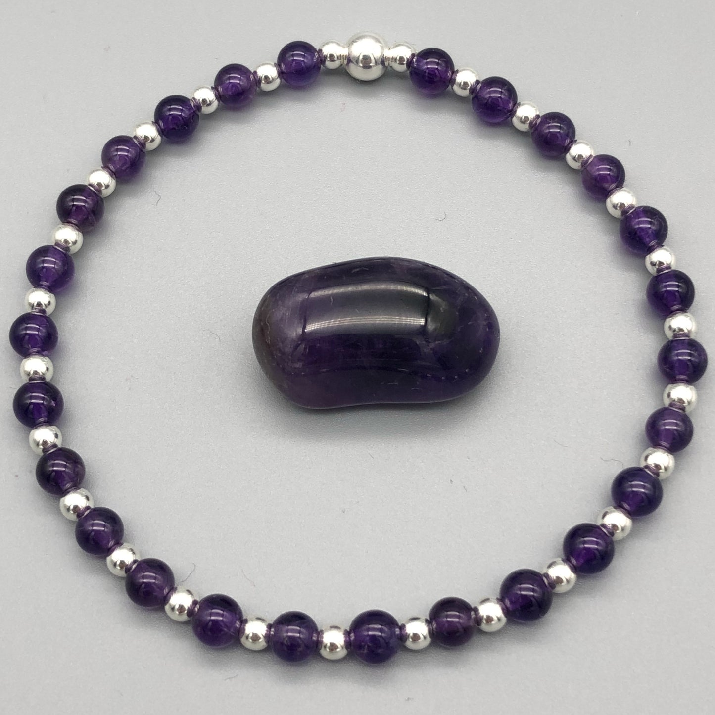 Amethyst Healing Crystal Sterling Silver Women's Stacking Bracelet by My Silver Wish