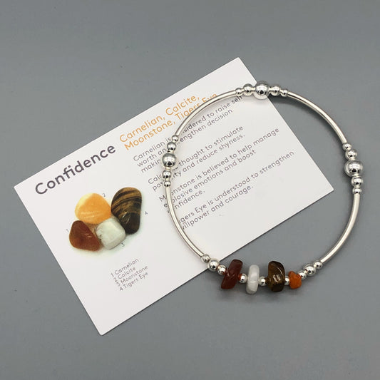Confidence healing crystal and sterling silver women's stacking charm bracelet by My Silver Wish