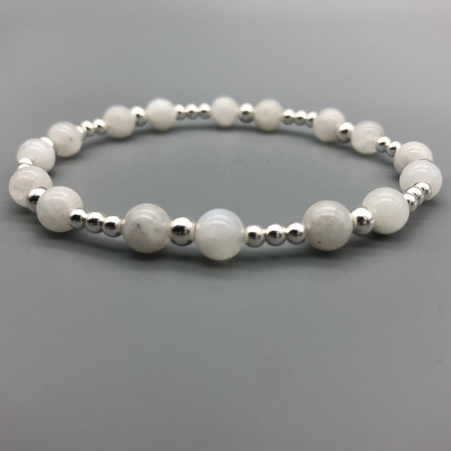 Moonstone crystal and sterling silver women's stacking bracelet by My Silver Wish