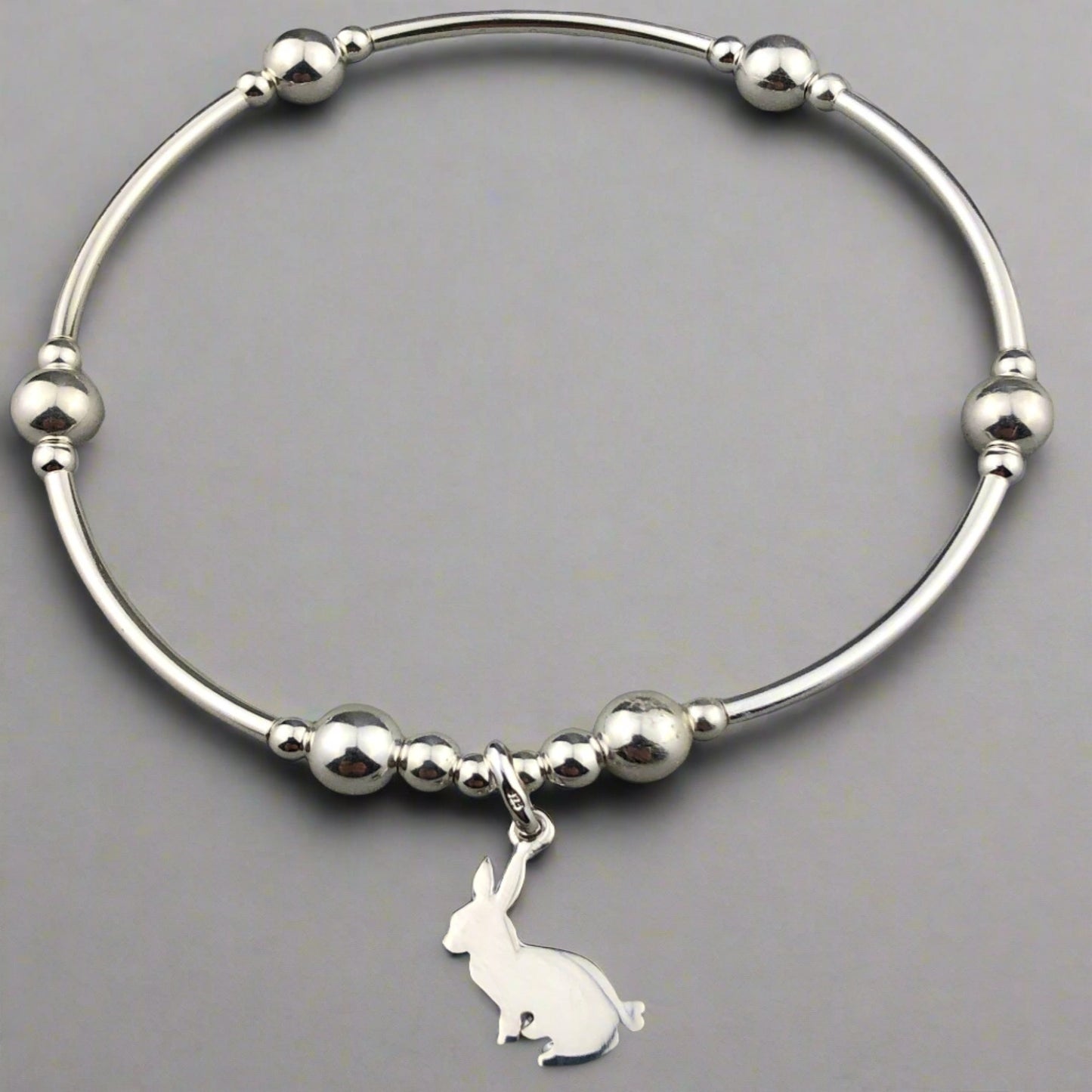 Rabbit Charm Women's Sterling Silver Stacking Bracelet by My Silver Wish