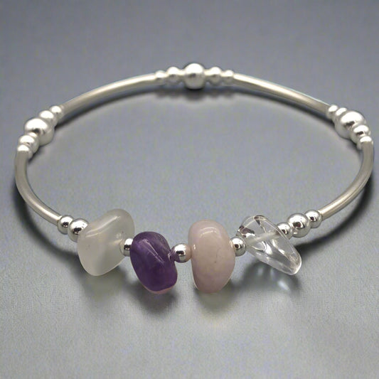 Aquarius zodiac star sign women's sterling silver charm stacking bracelet by My Silver Wish