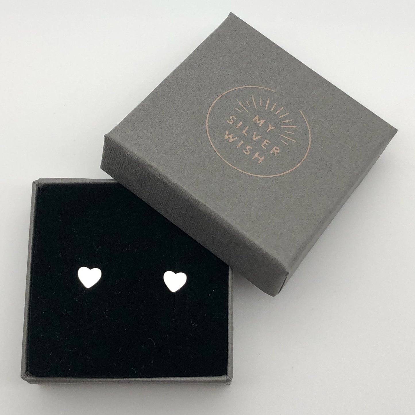 Diamond heart charm sterling silver hand-made women's stacking bracelet and earring gift set