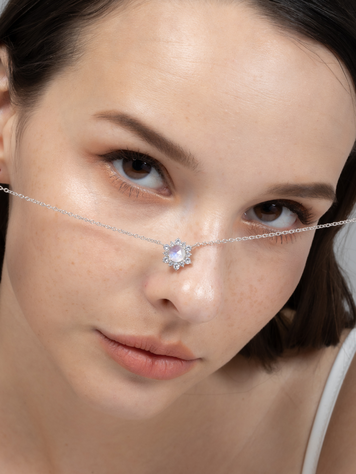 Rainbow Moonstone Necklace in Sterling Silver