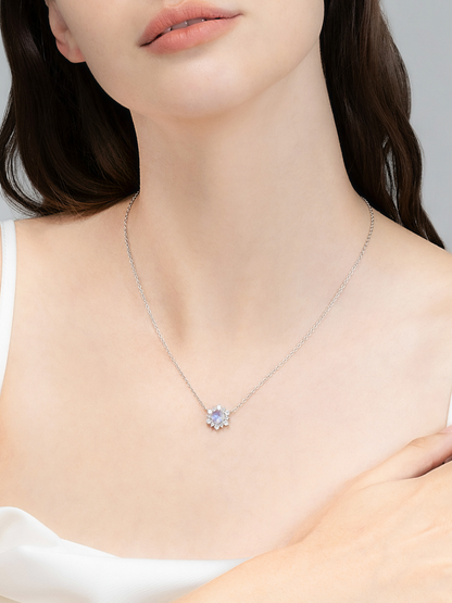 Rainbow Moonstone Necklace in Sterling Silver