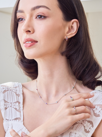 Rainbow Gemstone Necklace in Sterling Silver