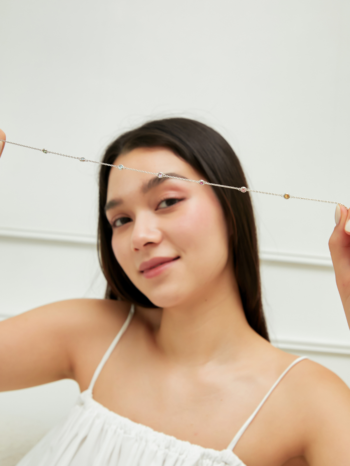 Rainbow Gemstone Necklace in Sterling Silver