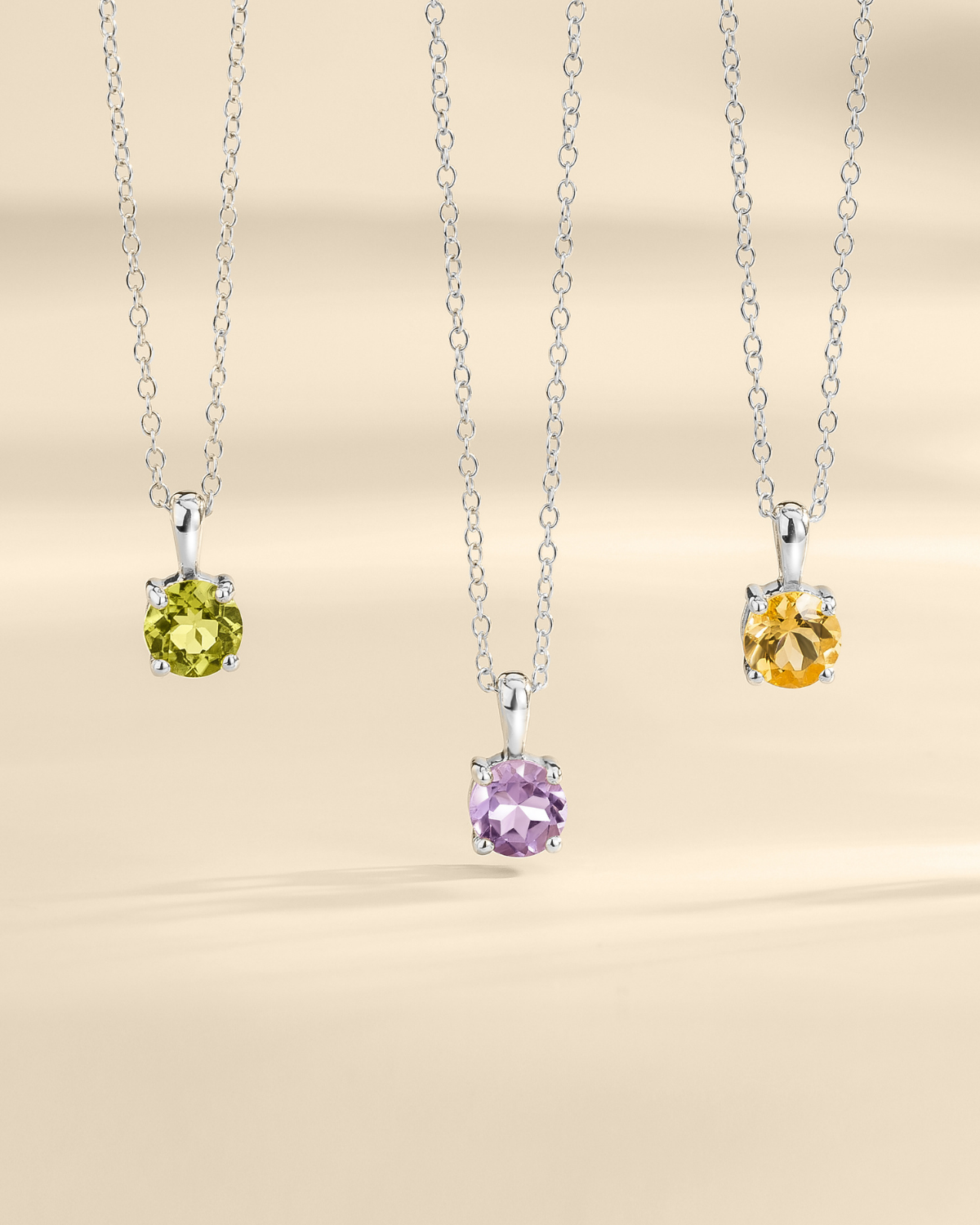 Peridot Solitaire Pendant Necklace in Sterling Silver