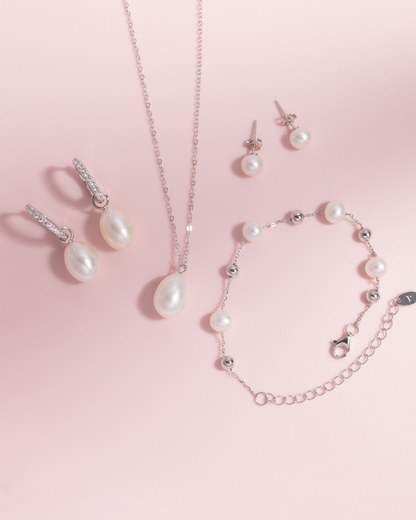 Large Pearl Pendant Necklace in Sterling Silver