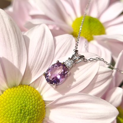 Lavender Amethyst Pendant Necklace in Sterling Silver