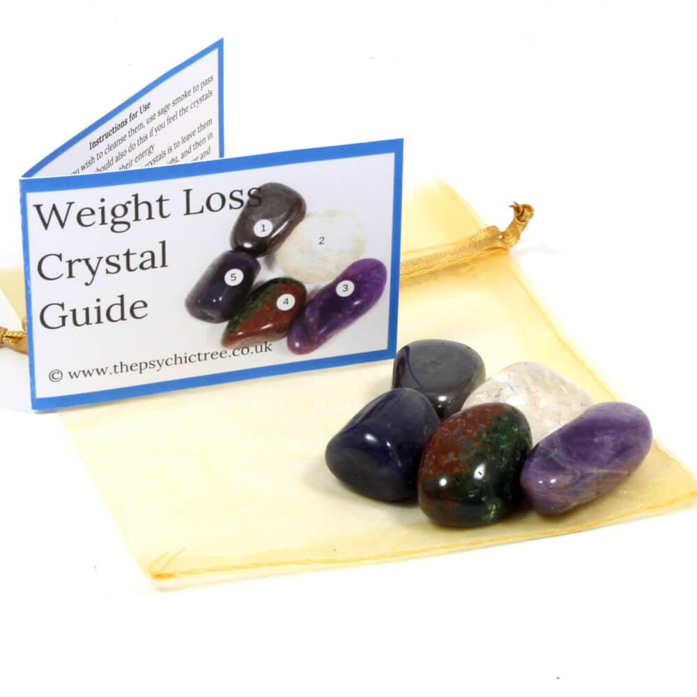 Weight Loss Healing Crystal Bundle with Amethyst, Iolite, Hematite, Clear Quartz 
Bloodstone