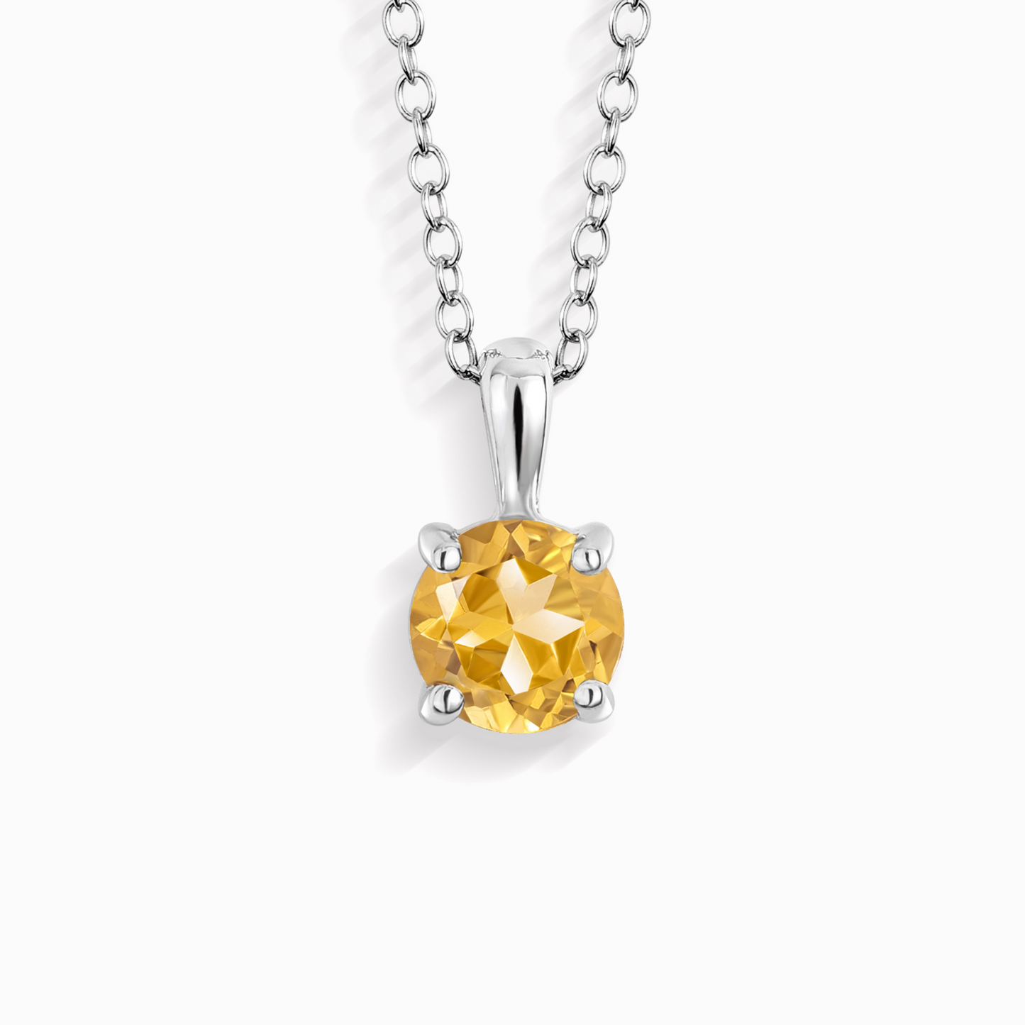 Citrine Solitaire Pendant Necklace in Sterling Silver