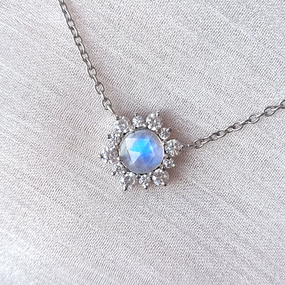 Rainbow Moonstone Necklace in Sterling Silver