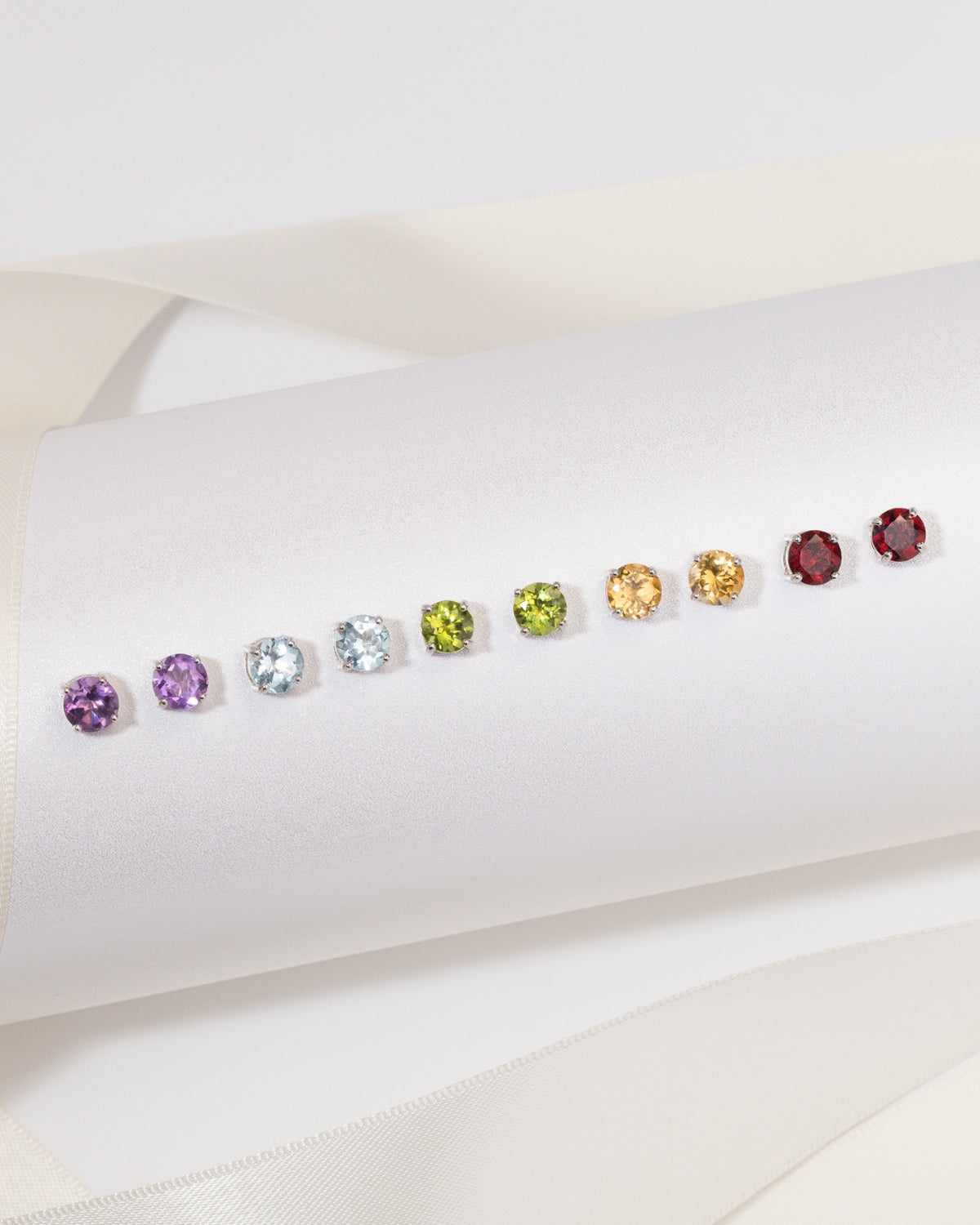 Citrine Round Stud Earrings 6 mm in Sterling Silver