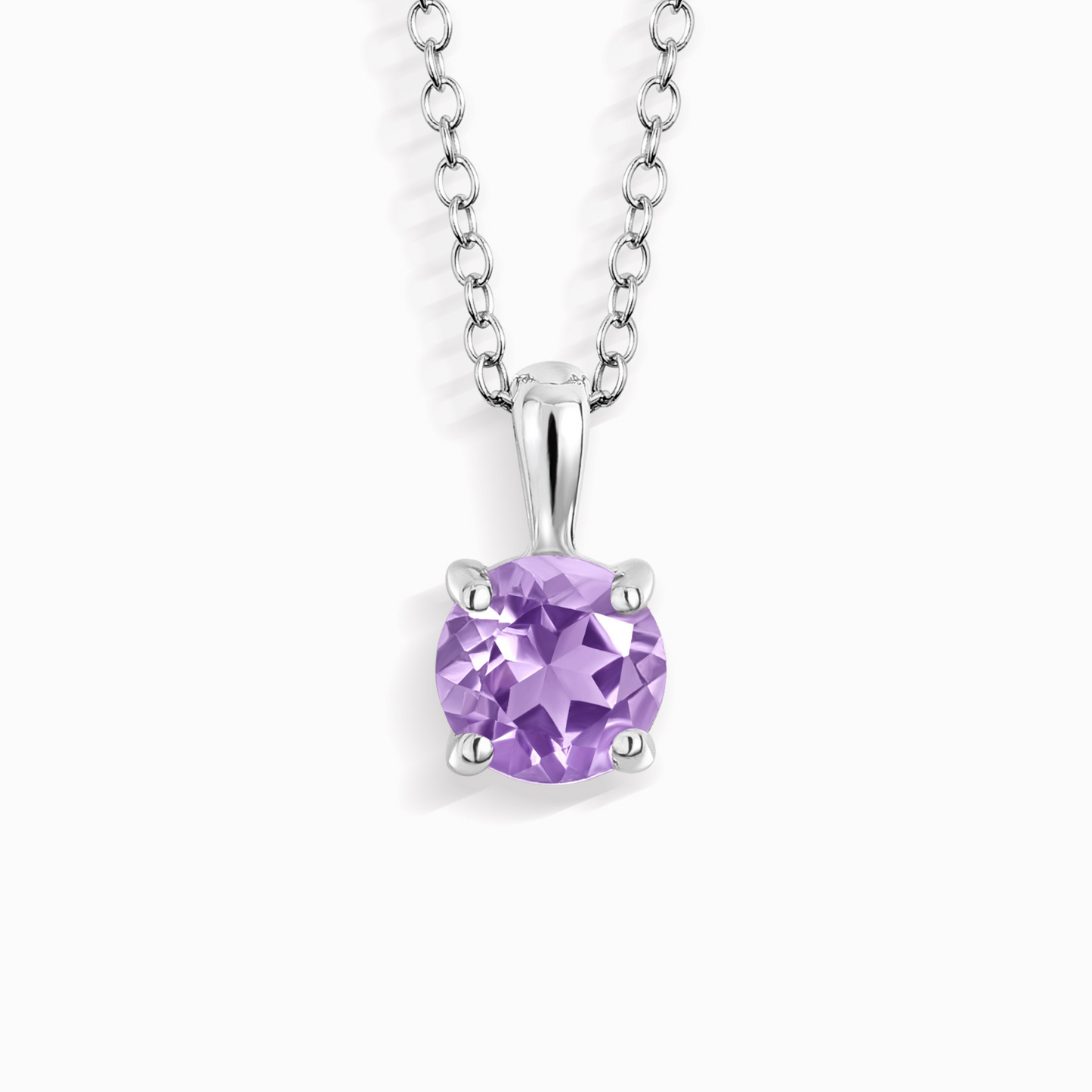 Lavender Amethyst Solitaire Pendant Necklace in Sterling Silver