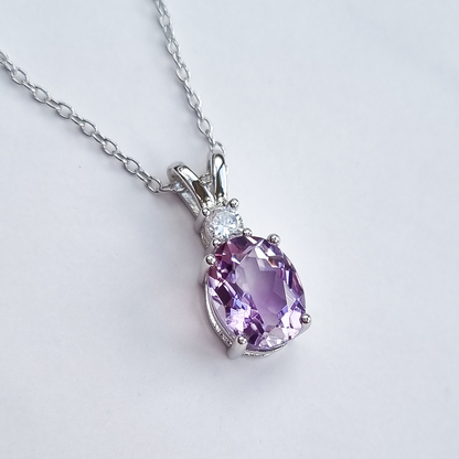 Lavender Amethyst Pendant Necklace in Sterling Silver