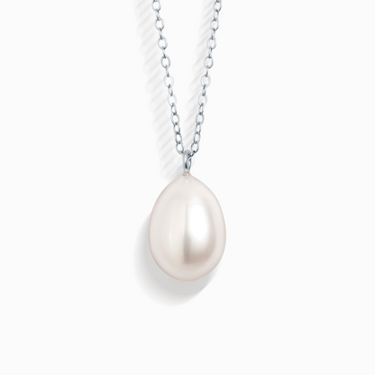 Large Pearl Pendant Necklace in Sterling Silver