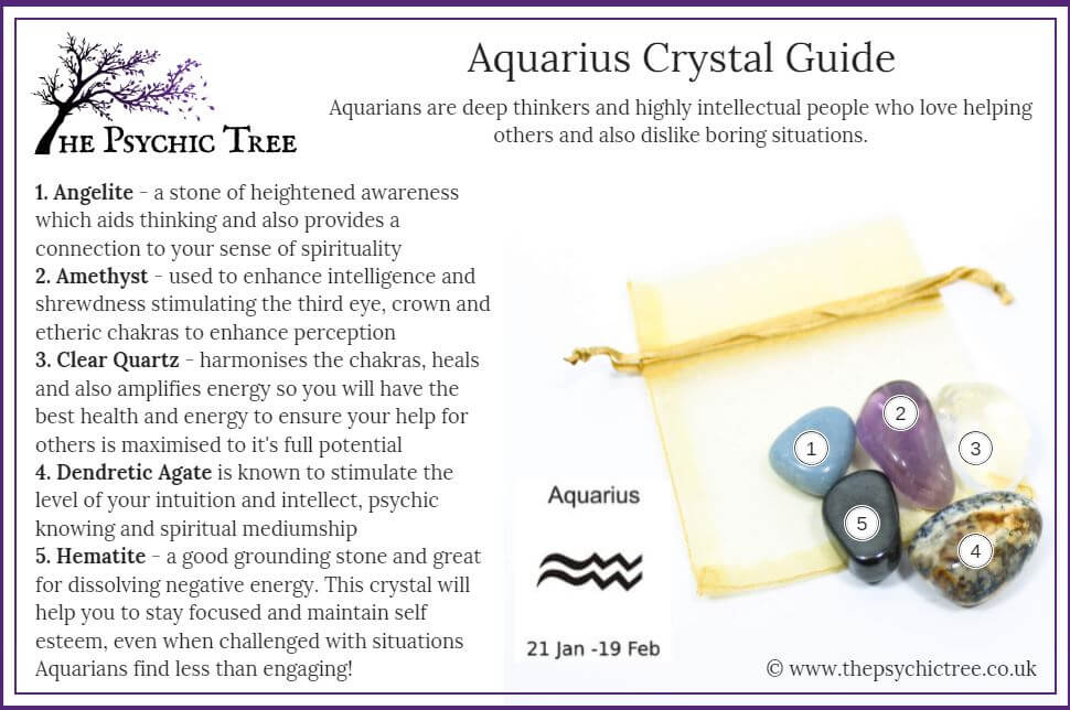 Aquarius Crystal Guide with stones and pouch