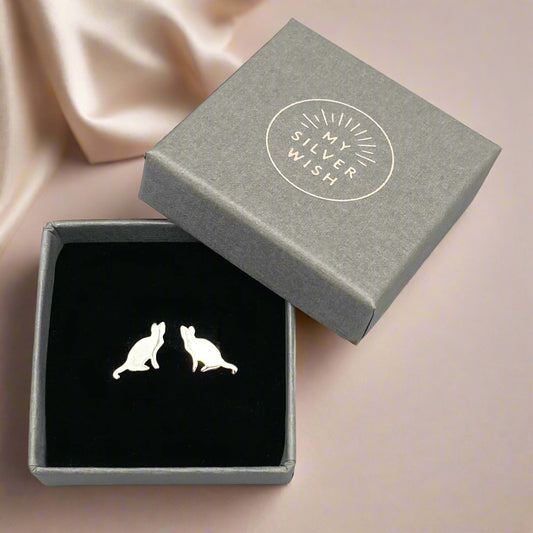 Cat Sterling Silver Stud Earrings by My Silver Wish
