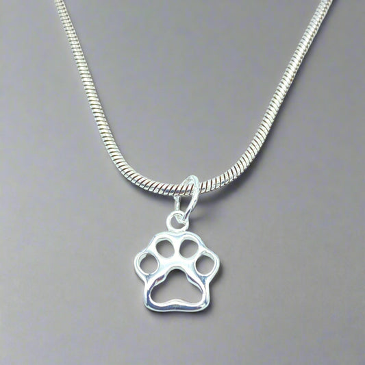 Sterling Silver Necklace with Dog Paw Pendant by My Silver Wish