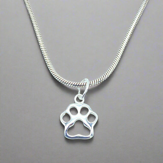Sterling Silver Necklace with Cat Paw Pendant by My Silver Wish