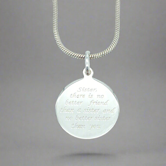 Sterling Silver Necklace with Sister Pendant by My Silver Wish