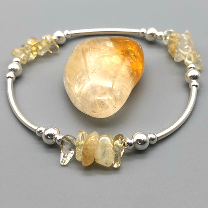 Citrine healing crystal & sterling silver women's stacking bracelet by My Silver Wish