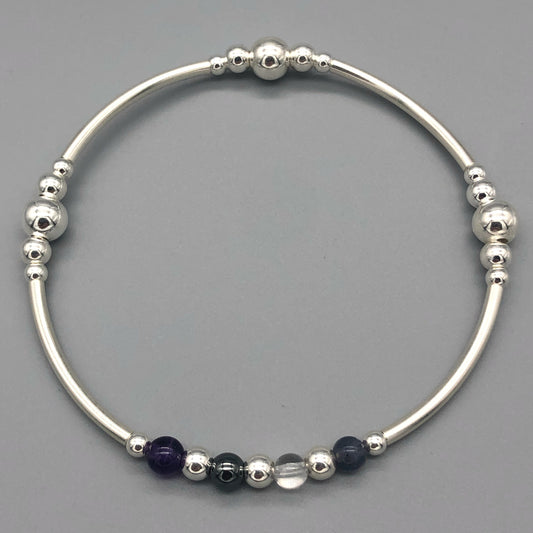 Weight loss healing women's crystal beaded sterling silver stacking charm bracelet by My Silver Wish