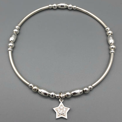 Star charm sterling silver hand-made women's stacking bracelet by My Silver Wish