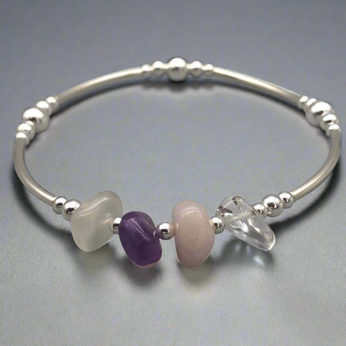 Aquarius zodiac star sign women's sterling silver charm stacking bracelet by My Silver Wish