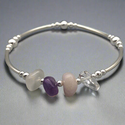 Aquarius zodiac star sign women's sterling silver charm stacking bracelet by My Silver Wish