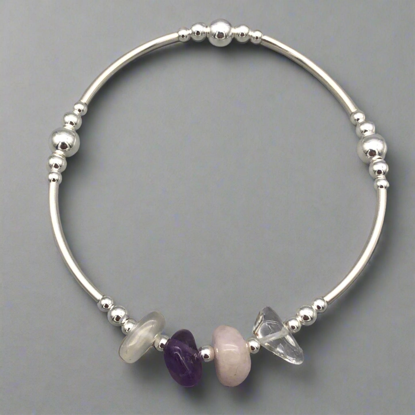 Aquarius zodiac star sign women's sterling silver charm stacking bracelet by My Silver Wish