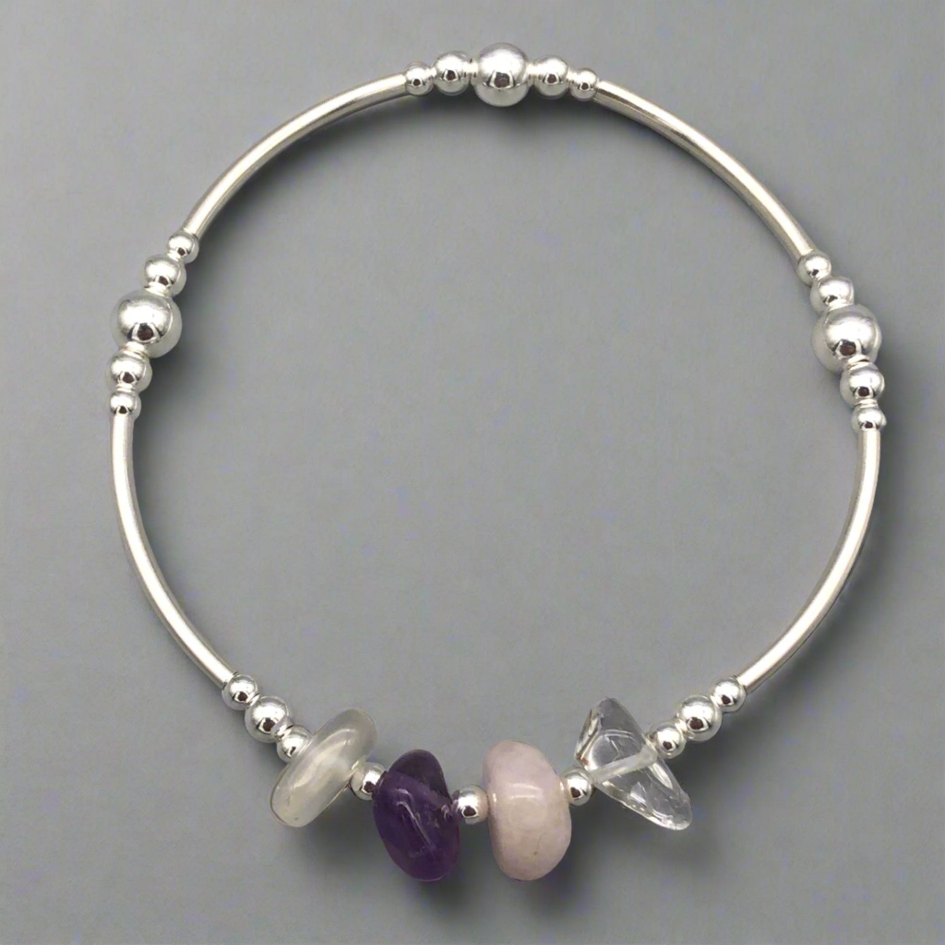 Aquarius zodiac star sign women's sterling silver charm stacking bracelet by My Silver Wish