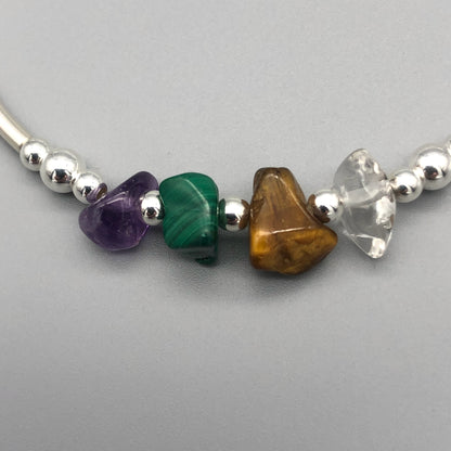 Closeup of Capricorn zodiac women's sterling silver charm stack bracelet by My Silver Wish