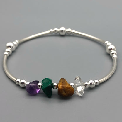 Capricorn zodiac women's sterling silver charm stack bracelet by My Silver Wish