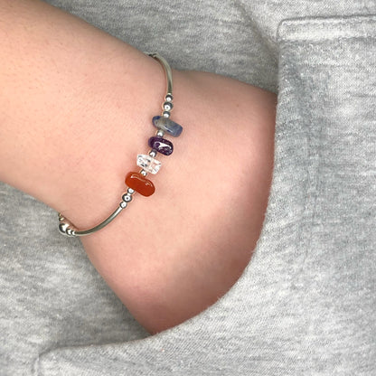 Pisces zodiac star sign women's sterling silver stacking bracelet