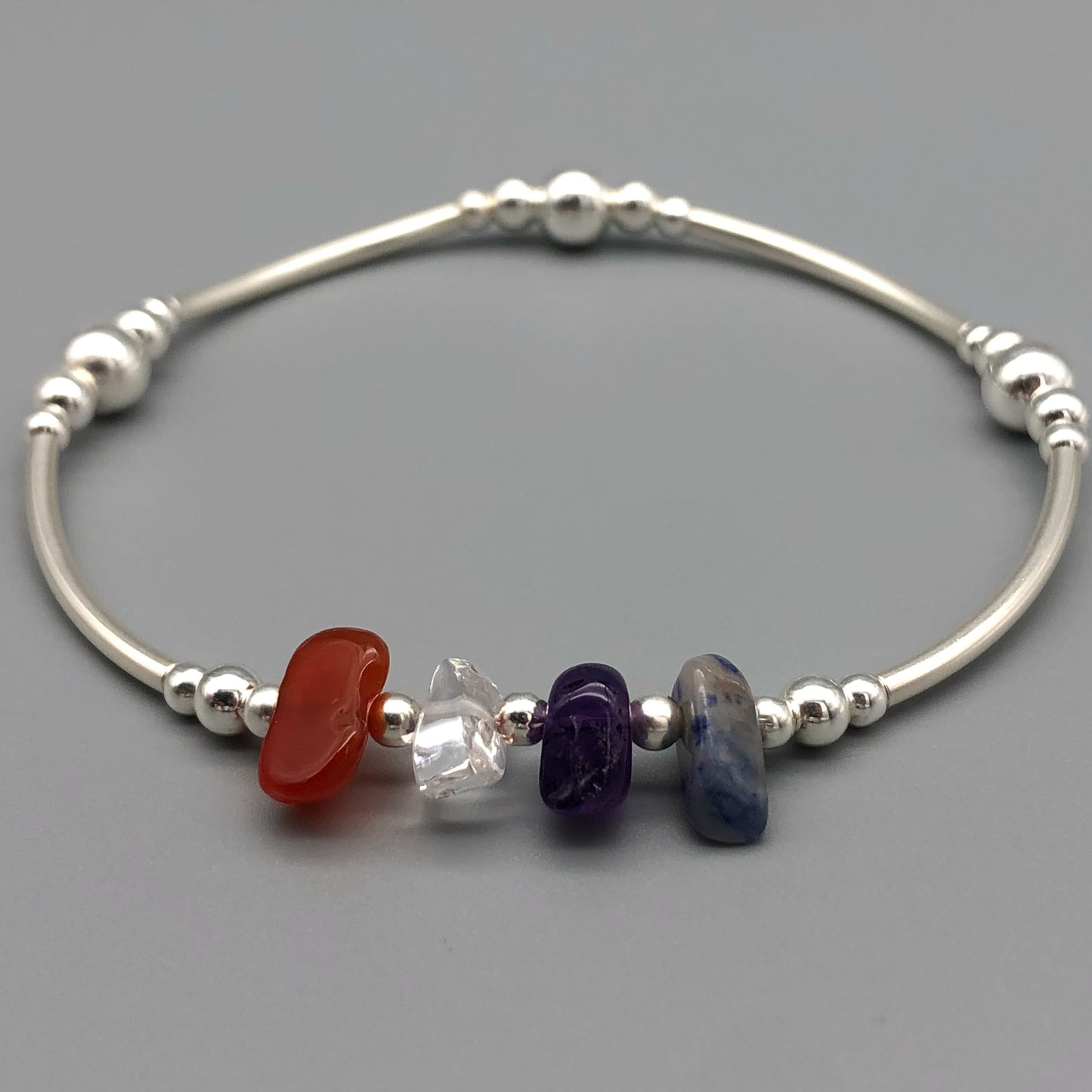 Pisces zodiac star sign women's sterling silver stacking bracelet