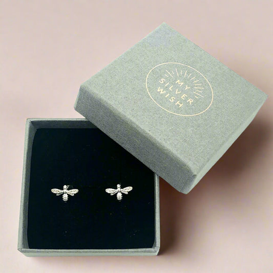 Bee Sterling Silver Stud Earrings by My Silver Wish