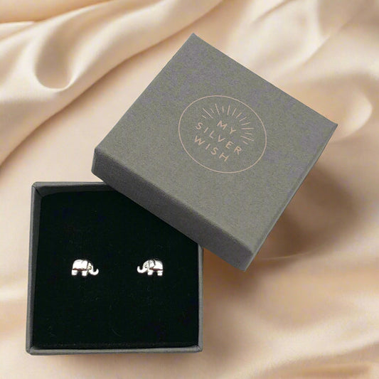 Elephant Sterling Silver Stud Earrings by My Silver Wish
