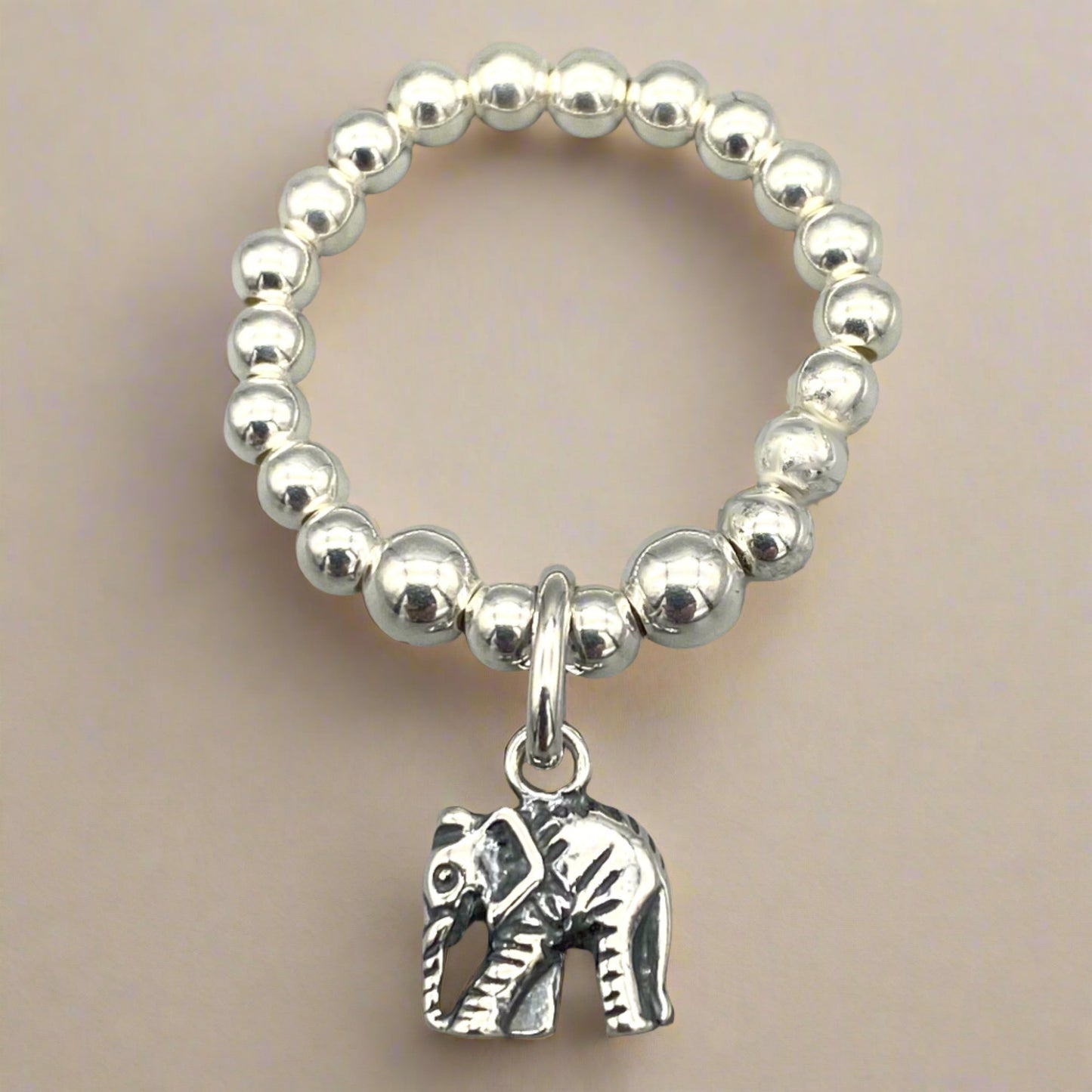 Elephant charm stacking ring by My Silver Wish