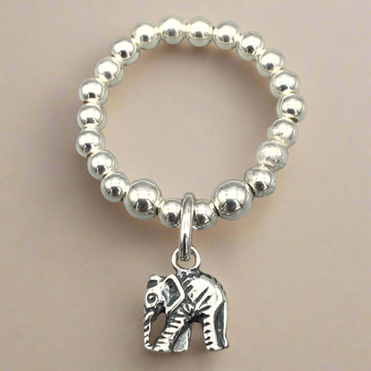 Elephant charm stacking ring by My Silver Wish